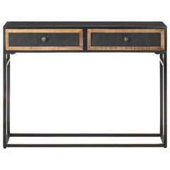 Console Table Black, Brown Solid Mango Wood, Iron, MDF Medium