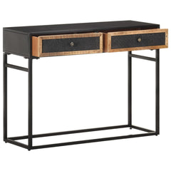 Console Table Black, Brown Solid Mango Wood, Iron, MDF Medium