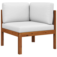 Corner Sofa Cream White Solid Acacia Wood, Rope Medium Modular