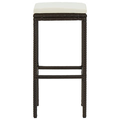 Bar Stool Set of 4 Brown with cream white cushion