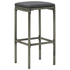 Bar Stool Set of 4 Grey PE Rattan Standard Footrest