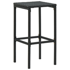 Bar Stool Set of 6 Black frame with cream white cushion PE rattan