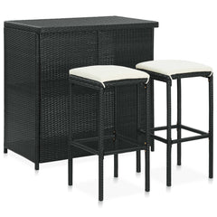 Bar Set Black, Cream White PE rattan, steel, polyester Compact