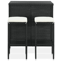 Bar Set Black, Cream White PE rattan, steel, polyester Compact