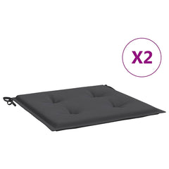 Two anthracite Oxford fabric garden chair cushions, each 15.7x15.7x1.6 inches with ties.