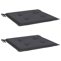 Two anthracite Oxford fabric garden chair cushions, each 15.7x15.7x1.6 inches with ties.