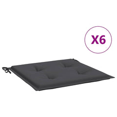 Six anthracite Oxford fabric garden chair cushions with ties, 15.7-inch squares.