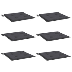 Six anthracite Oxford fabric garden chair cushions with ties, shown from multiple angles.