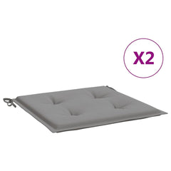 Two gray Oxford fabric garden chair cushions, 15.7x15.7x1.6 inches, with ties, in a 2-pack.