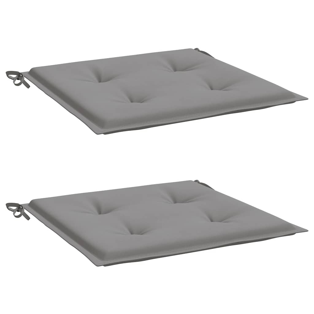 Two gray Oxford fabric garden chair cushions, 15.7x15.7x1.6in, with ties.