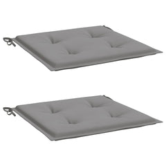 Two gray Oxford fabric garden chair cushions, 15.7x15.7x1.6in, with ties.