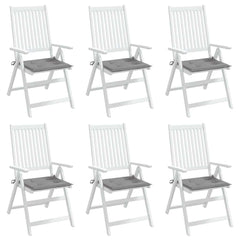 Six gray Oxford fabric garden chair cushions, each 15.7x15.7x1.6 inches, with ties.