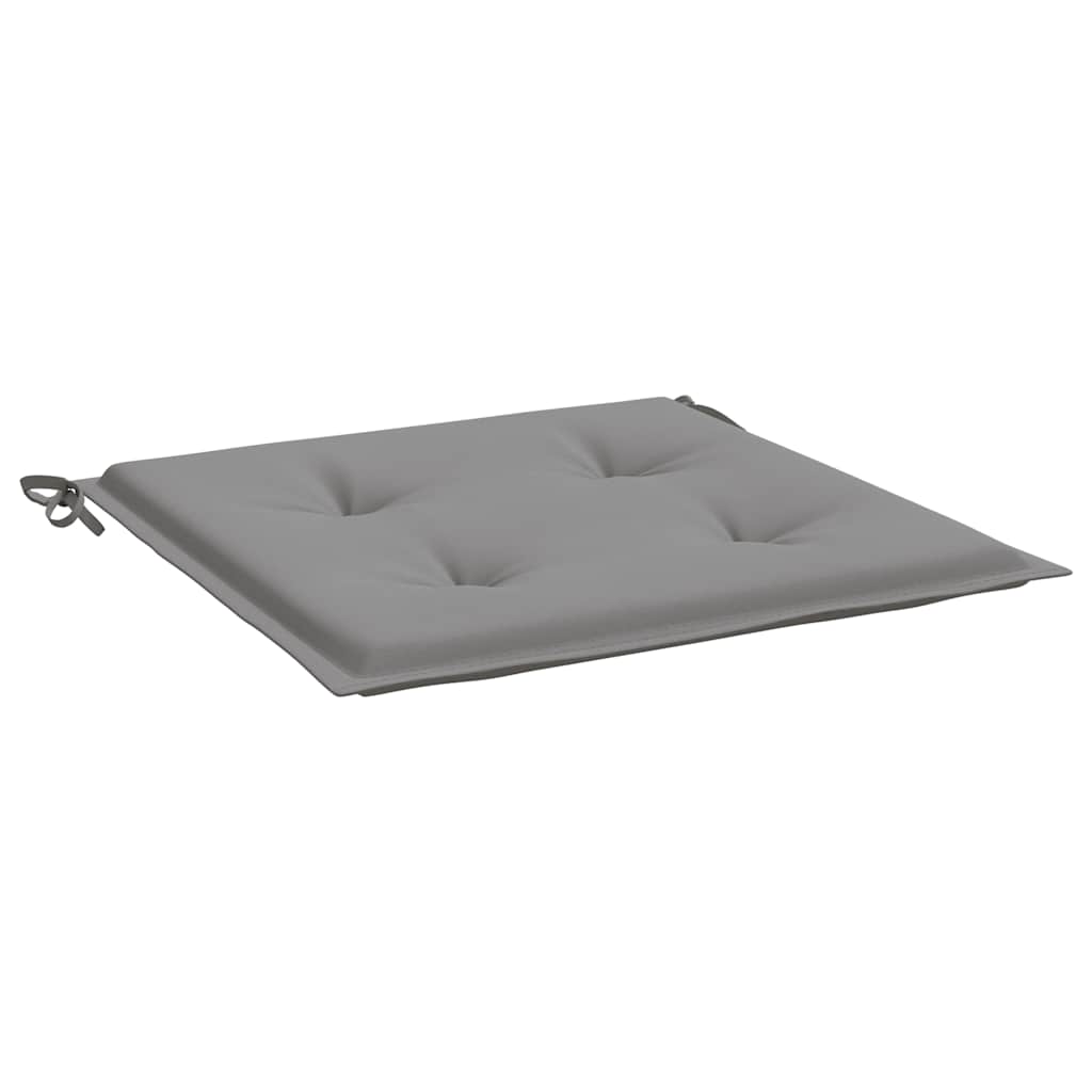 Gray Oxford fabric garden chair cushion with tufted design and ties, 15.7x15.7x1.6in.