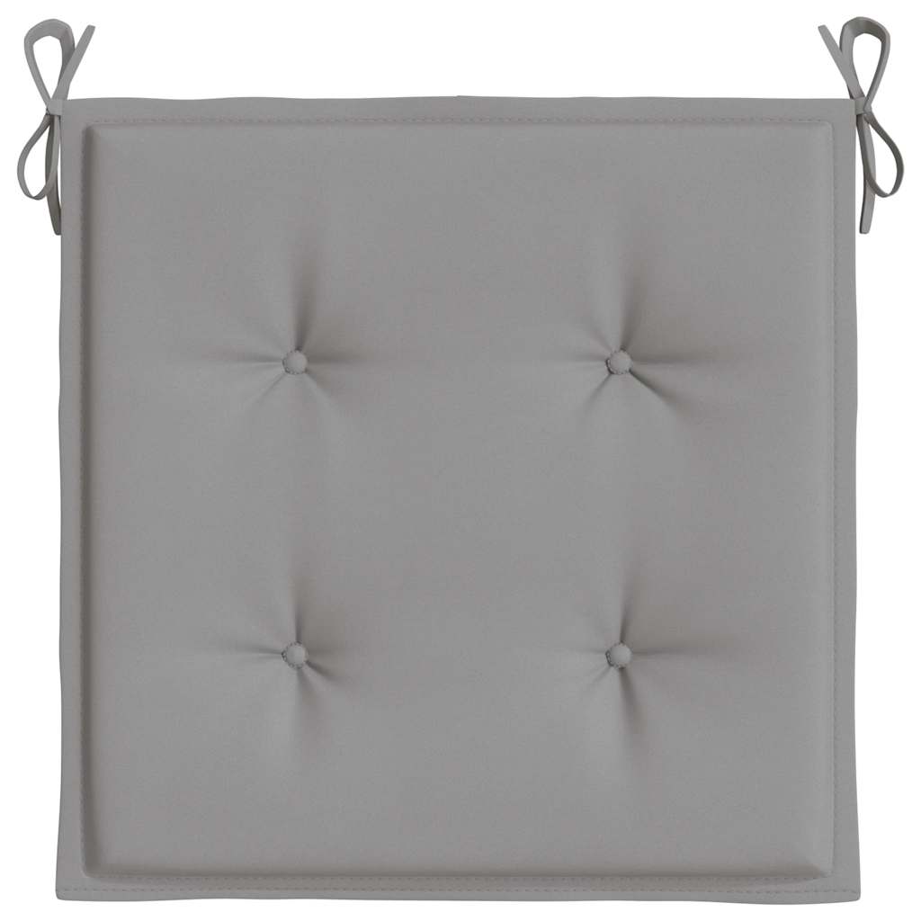 A gray Oxford fabric garden chair cushion with tufted center and corner ties, sized 15.7x15.7 inches.