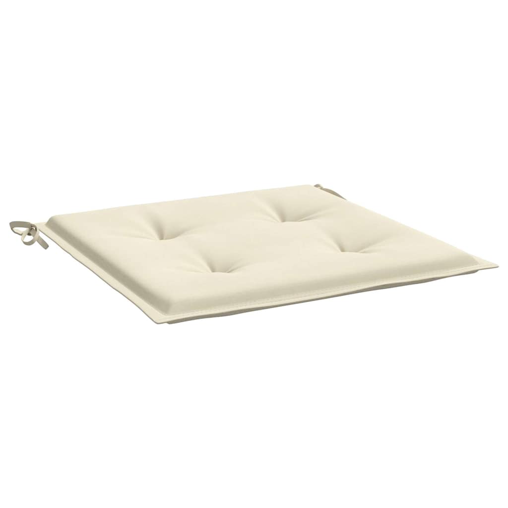 Cream Oxford fabric garden chair cushions, 15.7x15.7x1.6in, 2-pack with ties.