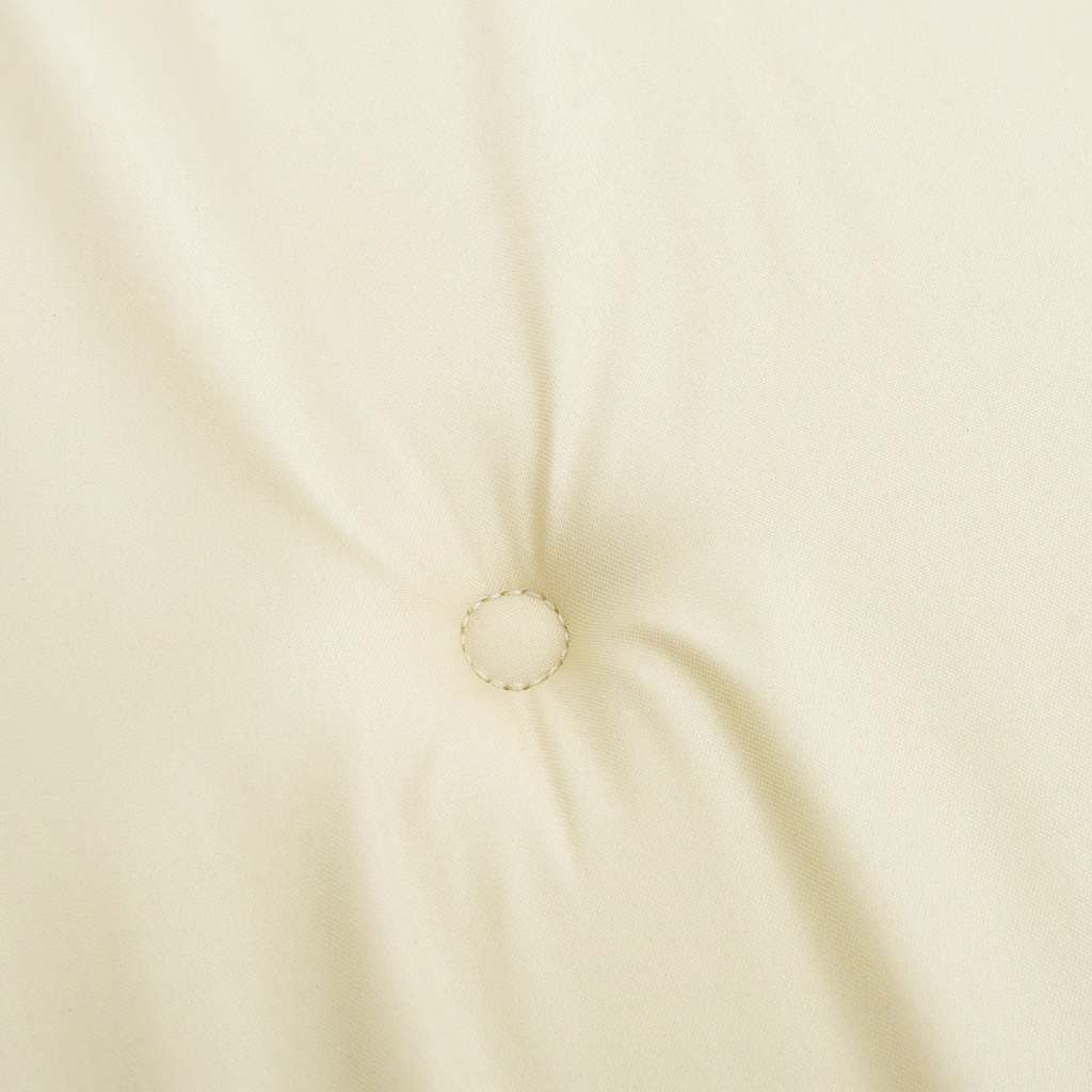 Cream Oxford fabric garden chair cushion with tufted center and ties, 15.7x15.7x1.6in.