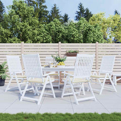 Cream Oxford fabric garden chair cushions, 6-pack, 15.7x15.7x1.6in, with ties.