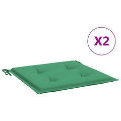 Two green Oxford fabric garden chair cushions, 15.7x15.7x1.2 inches each, with tie-on ropes.