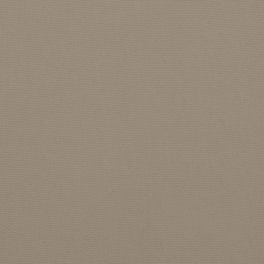 Two taupe Oxford fabric garden chair cushions, each 15.7x15.7x1.6 inches, with ties.