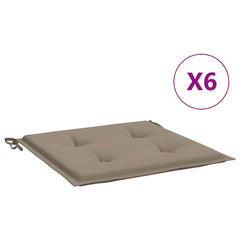 Taupe Oxford fabric garden chair cushions with ties, 6-pack.