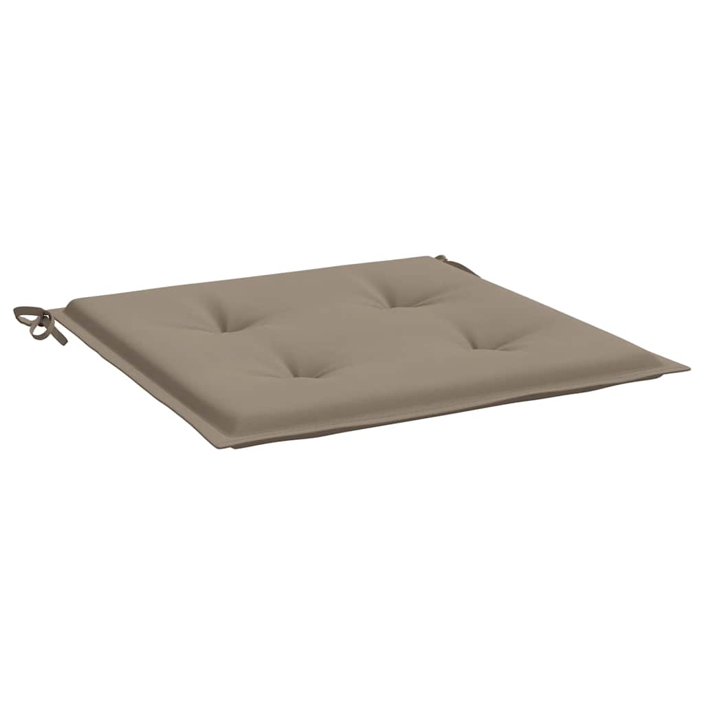 Taupe Oxford fabric garden chair cushions with ties, shown as a single square pad.