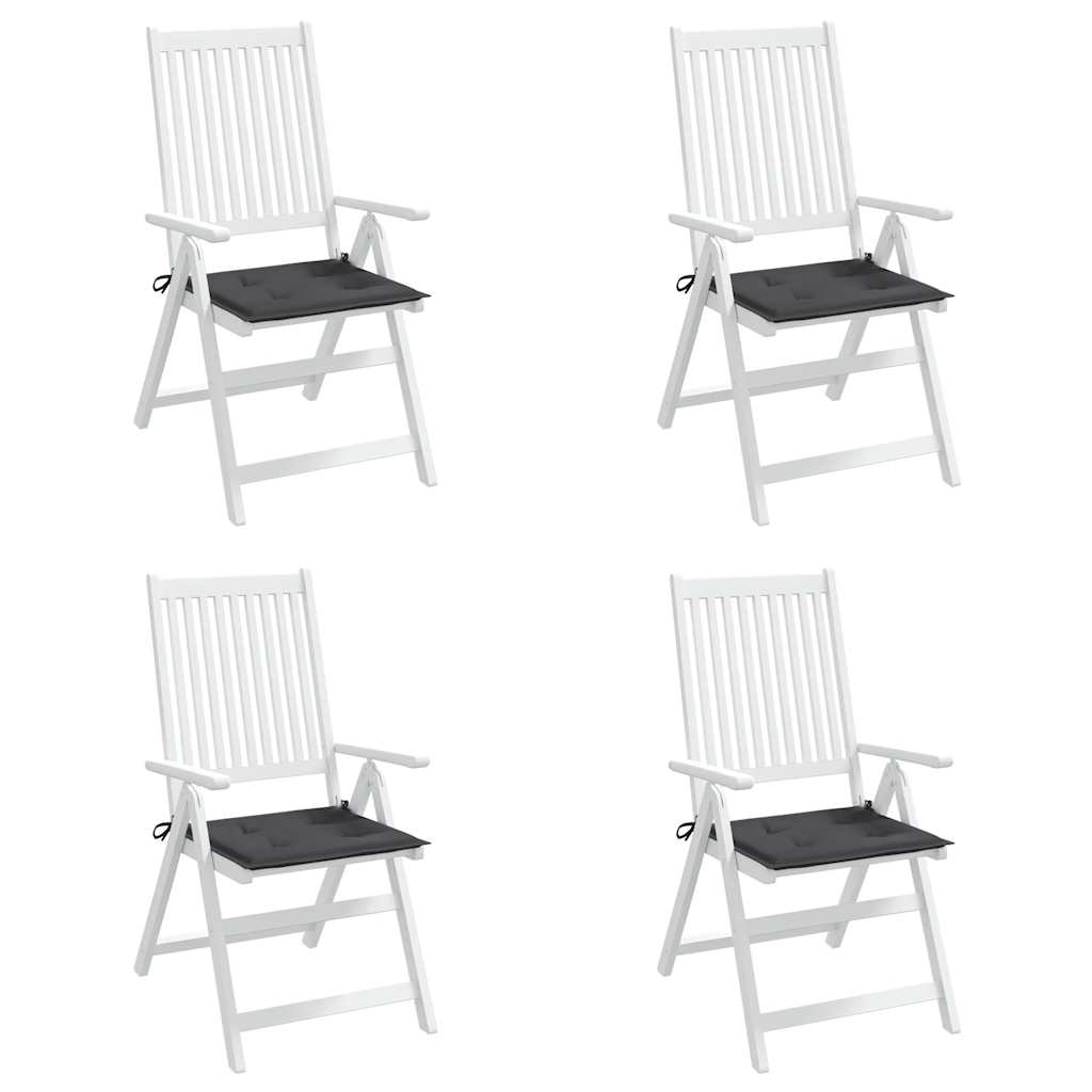 Four anthracite Oxford fabric garden chair cushions with ties, 4-pack.