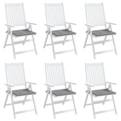 Six gray Oxford fabric garden chair cushions, each 19.7x19.7x1.2 inches, with ties.