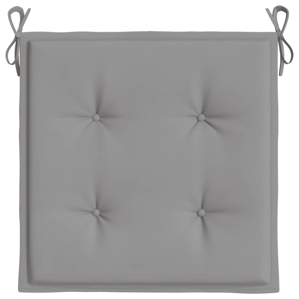 Gray Oxford fabric garden chair cushion with tufted design and tie straps, 19.7x19.7x1.2 inches.
