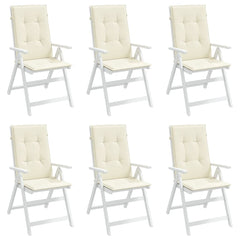 Highback Chair Cushion Set of 6 Cream Polyester 47.2 x 19.7 in