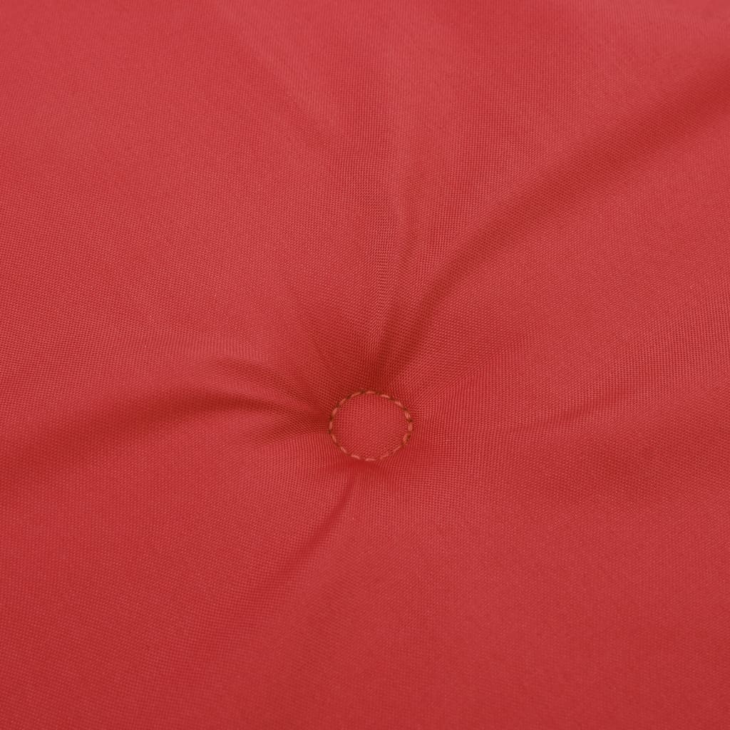 Set of six red polyester cushions for highback chairs, featuring tufted design.