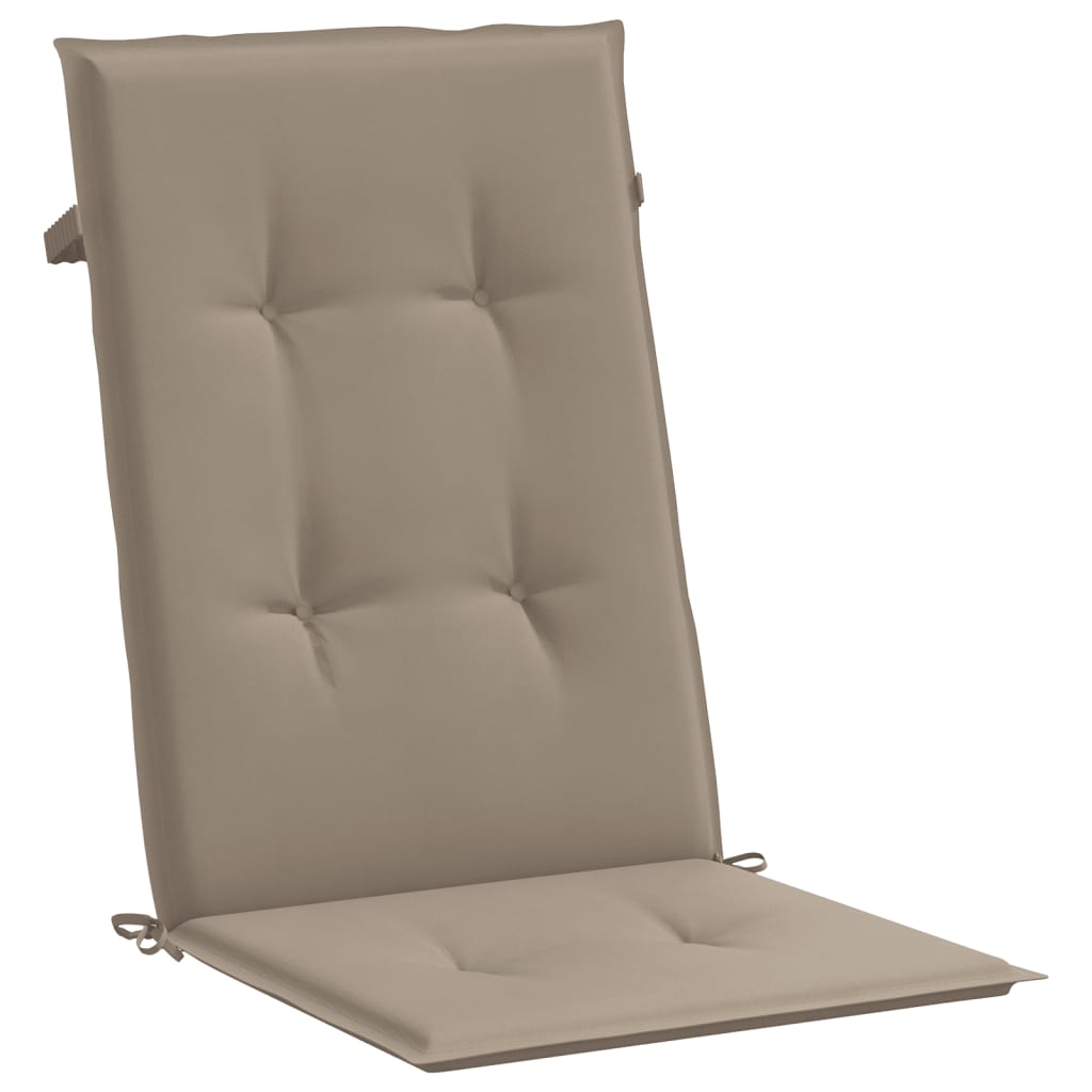 Taupe polyester highback chair cushions with ties, 47.2x19.7x1.2in, 6-pack.