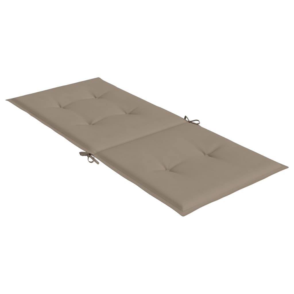 Taupe polyester highback chair cushions, 47.2x19.7x1.2in, 6-pack with ties.
