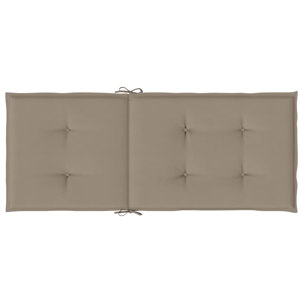 Taupe polyester highback chair cushions with ties, 47.2x19.7x1.2 inches, 6-pack.