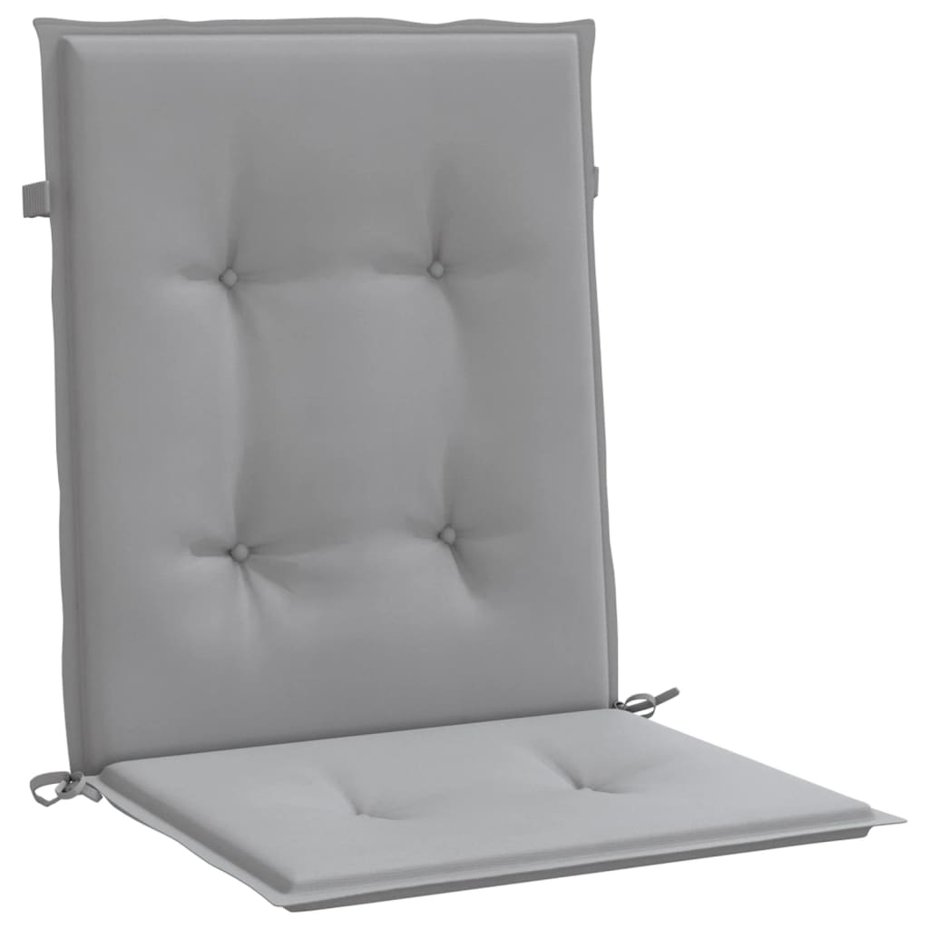 Gray Oxford fabric garden chair cushions with ties, set of 6 for lowback chairs.