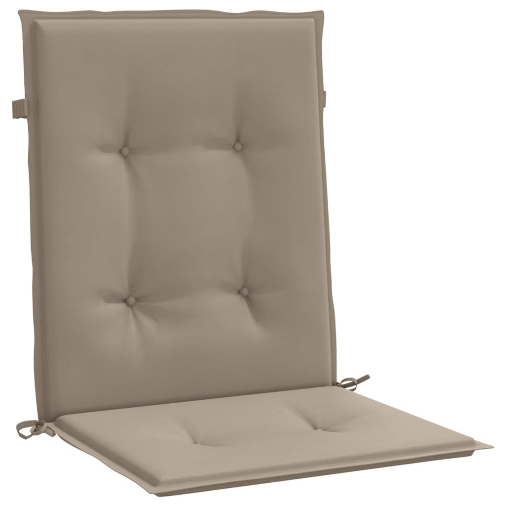 Taupe Oxford fabric lowback chair cushions with ties, 6-pack.