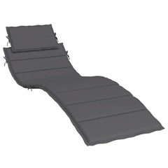 Anthracite sun lounger cushion in Oxford fabric, measuring 73x23x2 inches, with ties and curved design.