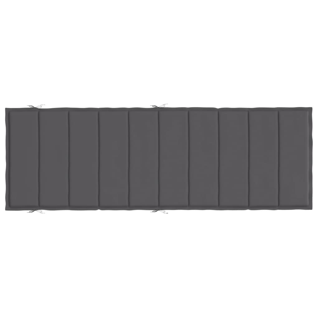 Anthracite sun lounger cushion in Oxford fabric, measuring 73x23x2 inches with ties.