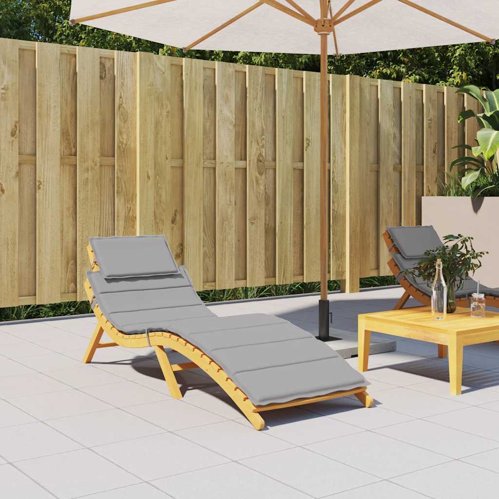 Gray Oxford fabric sun lounger cushion with ties, sized 73.2x22.8x1.6 inches.