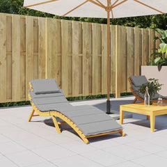 Gray Oxford fabric sun lounger cushion with ties, sized 73.2x22.8x1.6 inches.