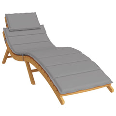 Gray Oxford fabric sun lounger cushion, 73.2x22.8x1.6 inches, with ties.