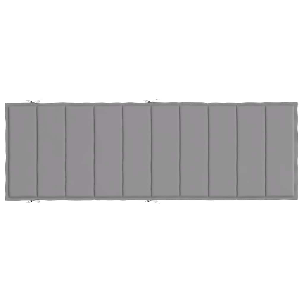 Gray Oxford fabric sun lounger cushion, 73.2x22.8x1.6 inches, with ties.