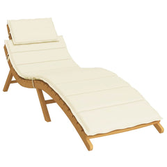Cream Bostome sun lounger cushion in Oxford fabric with plush padding and tie straps.