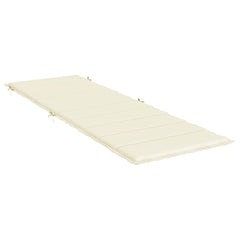 Cream Bostome sun lounger cushion made of Oxford fabric, measuring 73.2x22.8x1.6 inches, with ties.