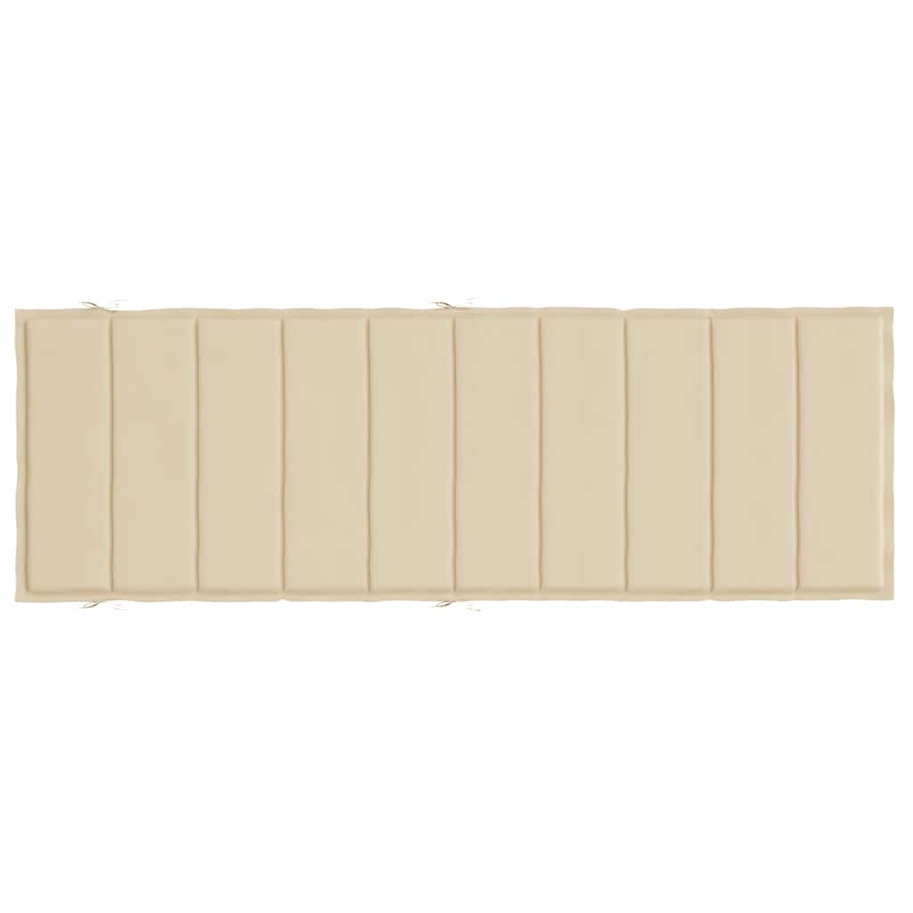 Beige sun lounger cushion in Oxford fabric, 73.2x22.8x1.6 inches, with ties.