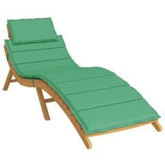 Green sun lounger cushion made of Oxford fabric, measuring 73.2x22.8x1.6 inches.