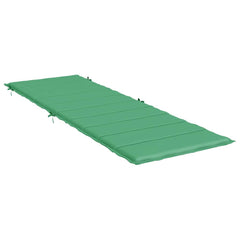 Green sun lounger cushion made of Oxford fabric, measuring 73.2x22.8x1.6 inches.
