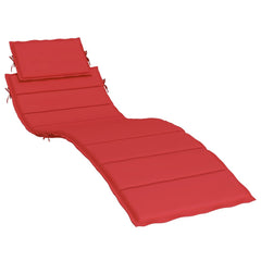 Red sun lounger cushion with head pillow, made of Oxford fabric.