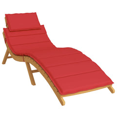 Red sun lounger cushion in Oxford fabric with head pillow, 73.2x22.8x1.6 inches.