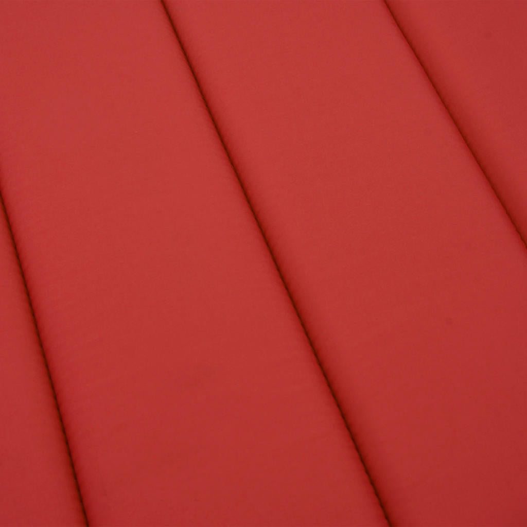 Red sun lounger cushion made of Oxford fabric, measuring 73.2x22.8x1.6 inches.