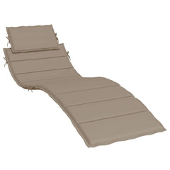 Taupe Oxford fabric sun lounger cushion, 73x23in, with ties and headrest.
